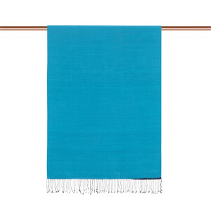 Turquoise Navy Reversible Silk Scarf - Thumbnail