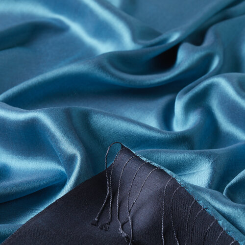 Turquoise Navy Reversible Silk Scarf