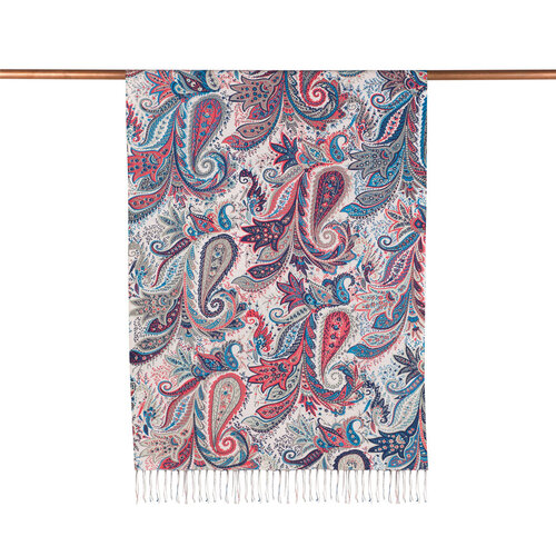 Turquoise Paisley Print Silk Scarf