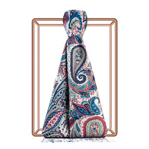 ipekevi - Turquoise Paisley Print Silk Scarf