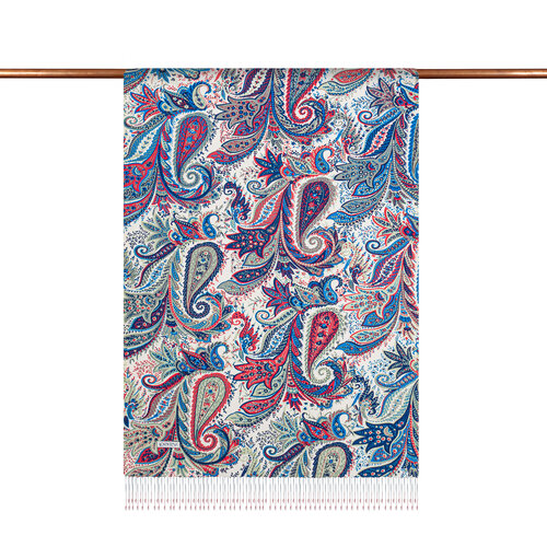 Turquoise Paisley Print Silk Scarf