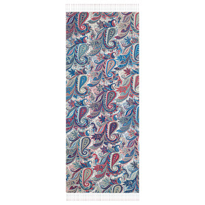 Turquoise Paisley Print Silk Scarf - Thumbnail