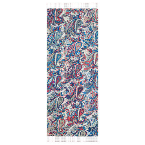 Turquoise Paisley Print Silk Scarf