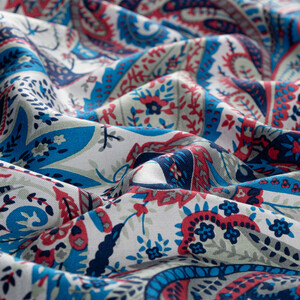 Turquoise Paisley Print Silk Scarf - Thumbnail