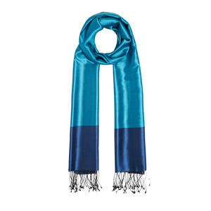 Turquoise Petrol Reversible Silk Scarf - Thumbnail