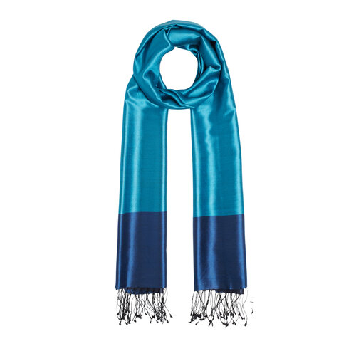 Turquoise Petrol Reversible Silk Scarf