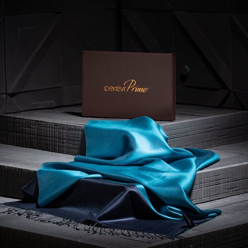 Turquoise Petrol Reversible Silk Scarf