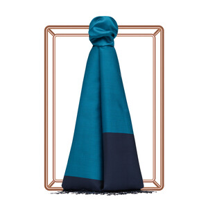 Turquoise Petrol Reversible Silk Scarf - Thumbnail