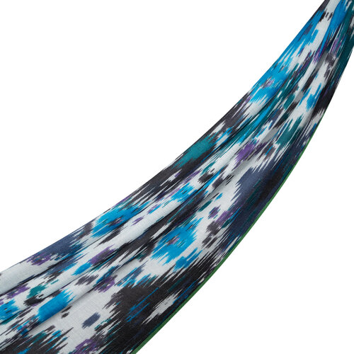 Turquoise Pine Print Wool Silk Scarf