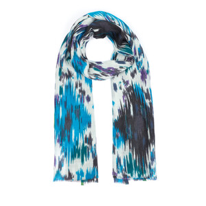 ipekevi - Turquoise Pine Print Wool Silk Scarf (1) ipekevi - Turquoise Pine Print Wool Silk Scarf (1)