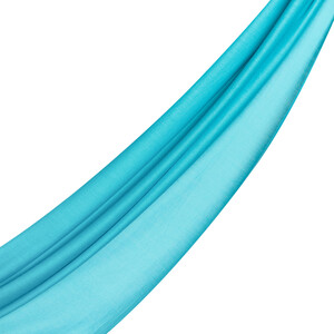 Turquoise Plain Cotton Silk Scarf - Thumbnail