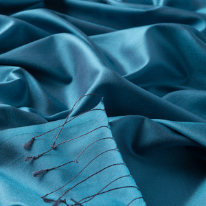 Turquoise Plain Silk Scarf - Thumbnail