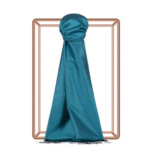 Turquoise Plain Silk Scarf - Thumbnail