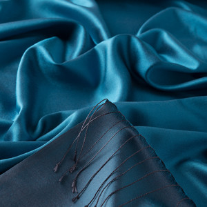 Turquoise Reversible Silk Scarf - Thumbnail