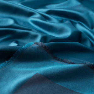 Turquoise Reversible Silk Scarf - Thumbnail