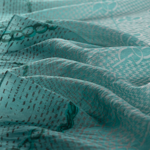 Turquoise Ring Print Tencel Scarf