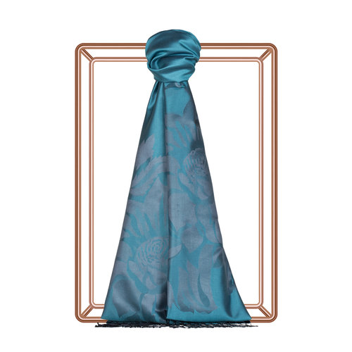 Turquoise Royal Garden Jacquard Silk Scarf