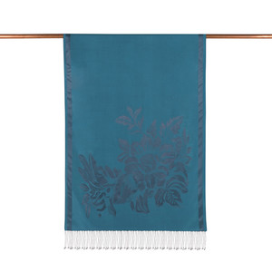 ipekevi - Turquoise Royal Garden Jacquard Silk Scarf (1)