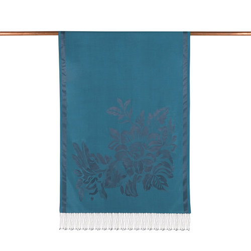 Turquoise Royal Garden Jacquard Silk Scarf
