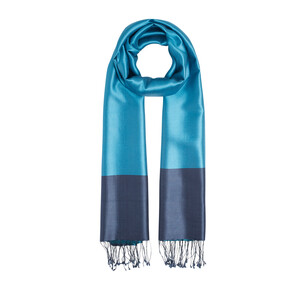 Turquoise Sax Reversible Silk Scarf - Thumbnail