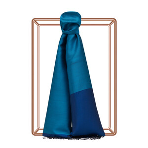 Turquoise Sax Reversible Silk Scarf - Thumbnail