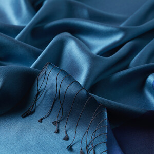 Turquoise Sax Reversible Silk Scarf - Thumbnail