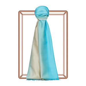 Turquoise Silver Gradient Silk Scarf - Thumbnail