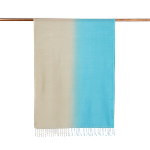 Turquoise Silver Gradient Silk Scarf - Thumbnail