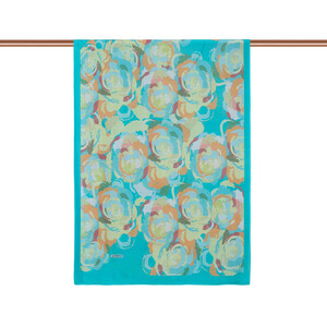 Turquoise Soulful Blooms Tencel Print Scarf - Thumbnail