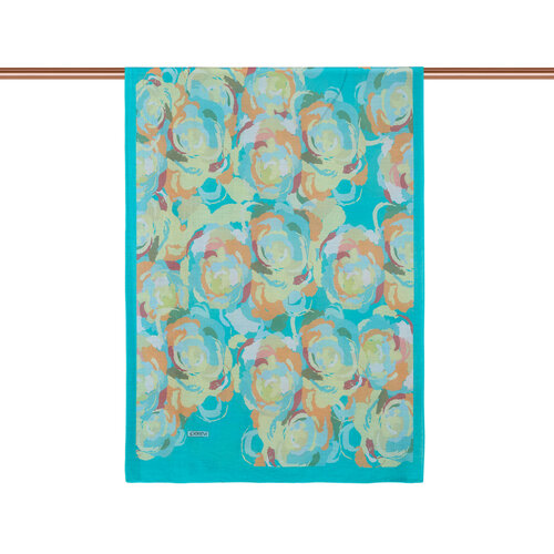 Turquoise Soulful Blooms Tencel Print Scarf