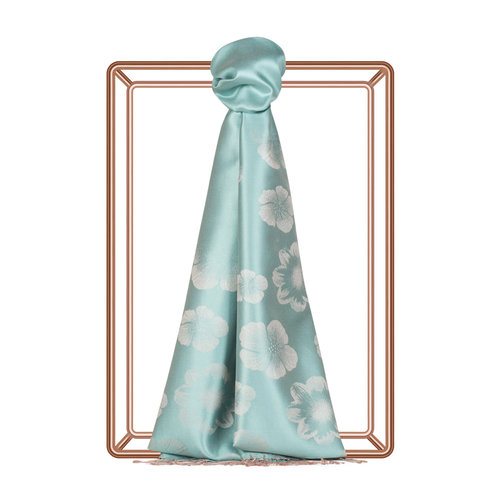 Turquoise Violet Jacquard Silk Scarf