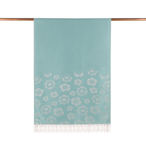 Turquoise Violet Jacquard Silk Scarf - Thumbnail