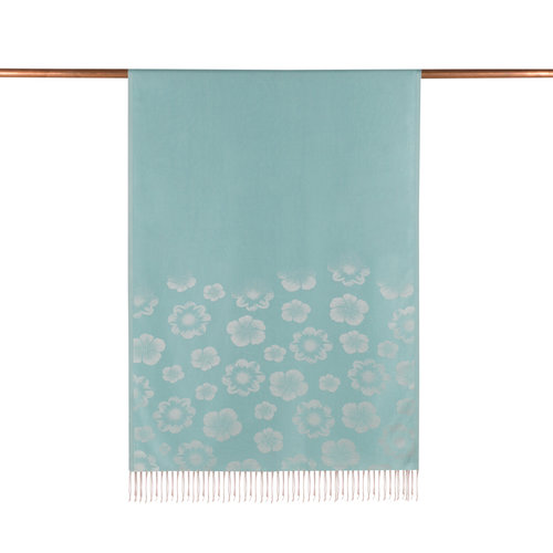 Turquoise Violet Jacquard Silk Scarf