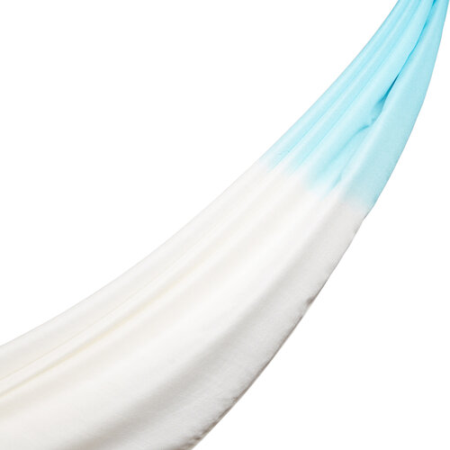 Turquoise White Gradient Silk Scarf