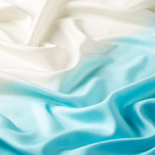 Turquoise White Gradient Silk Scarf