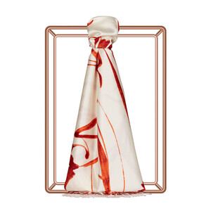 ipekevi - شال حرير بتصميم زخارف لون برتقالي