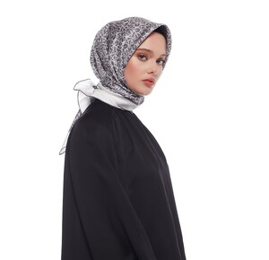 ايشارب حرير تويل التويل لون رمادي مونوغرام تايبو - Thumbnail