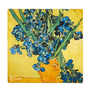 Vase with Irises Satin Silk Pocket Square - Thumbnail