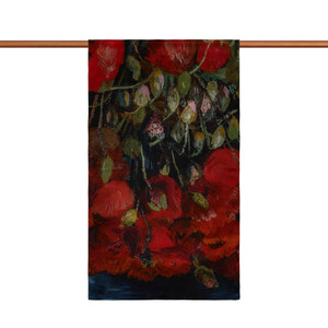 ipekevi - Vase with Poppies Satin Silk Scarf (1)