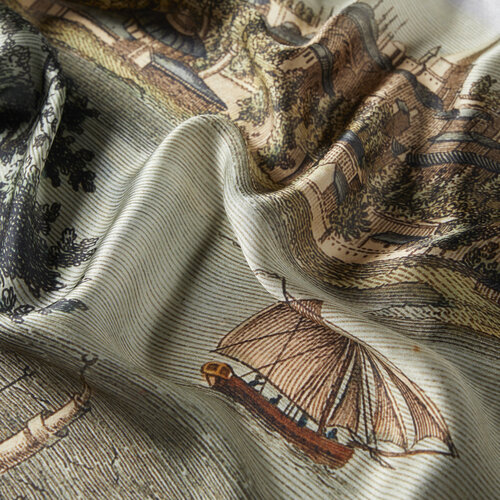 View of Constantinople Satin Silk Scarf