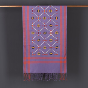 Violet Carpet Design Cross Stich Prime Silk Scarf - Thumbnail