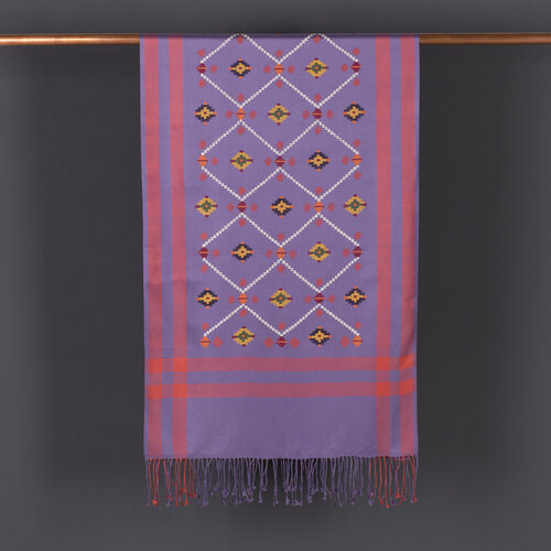 Violet Carpet Design Cross Stich Prime Silk Scarf