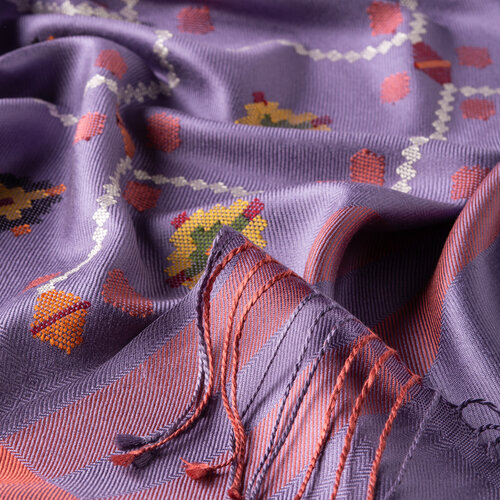 Violet Carpet Design Cross Stich Prime Silk Scarf