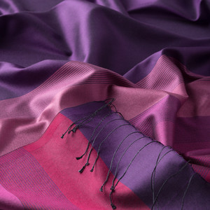 Violet Elitist Striped Silk Scarf - Thumbnail
