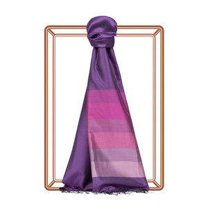 Violet Elitist Striped Silk Scarf - Thumbnail