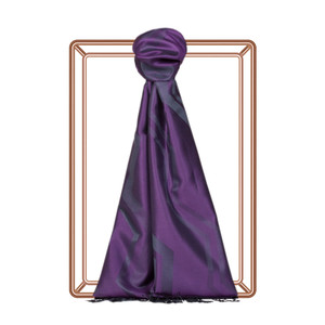 Violet Ethnic Zigzag Silk Scarf - Thumbnail