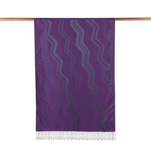 Violet Ethnic Zigzag Silk Scarf - Thumbnail