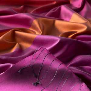 Violet Kushak Striped Silk Scarf - Thumbnail