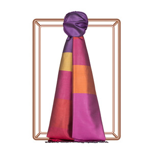 Violet Kushak Striped Silk Scarf - Thumbnail