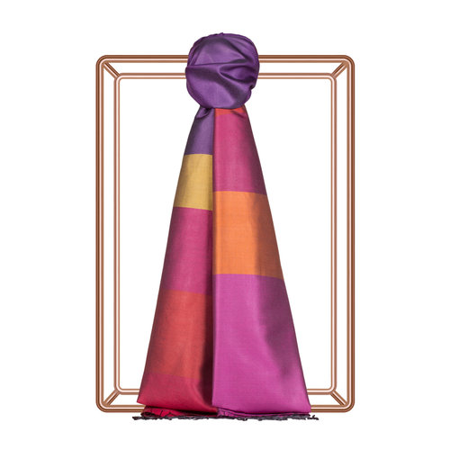 Violet Kushak Striped Silk Scarf
